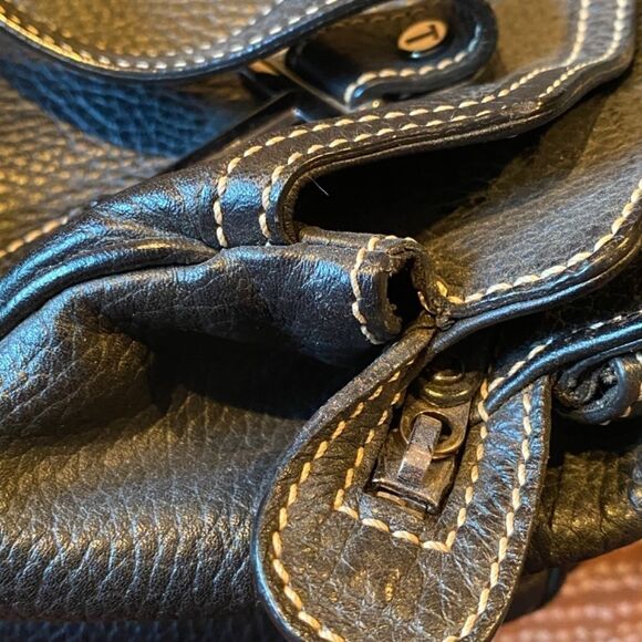 Vintage Tod’s Black Pebbled Leather Baquette Bag New - Picture 13 of 15